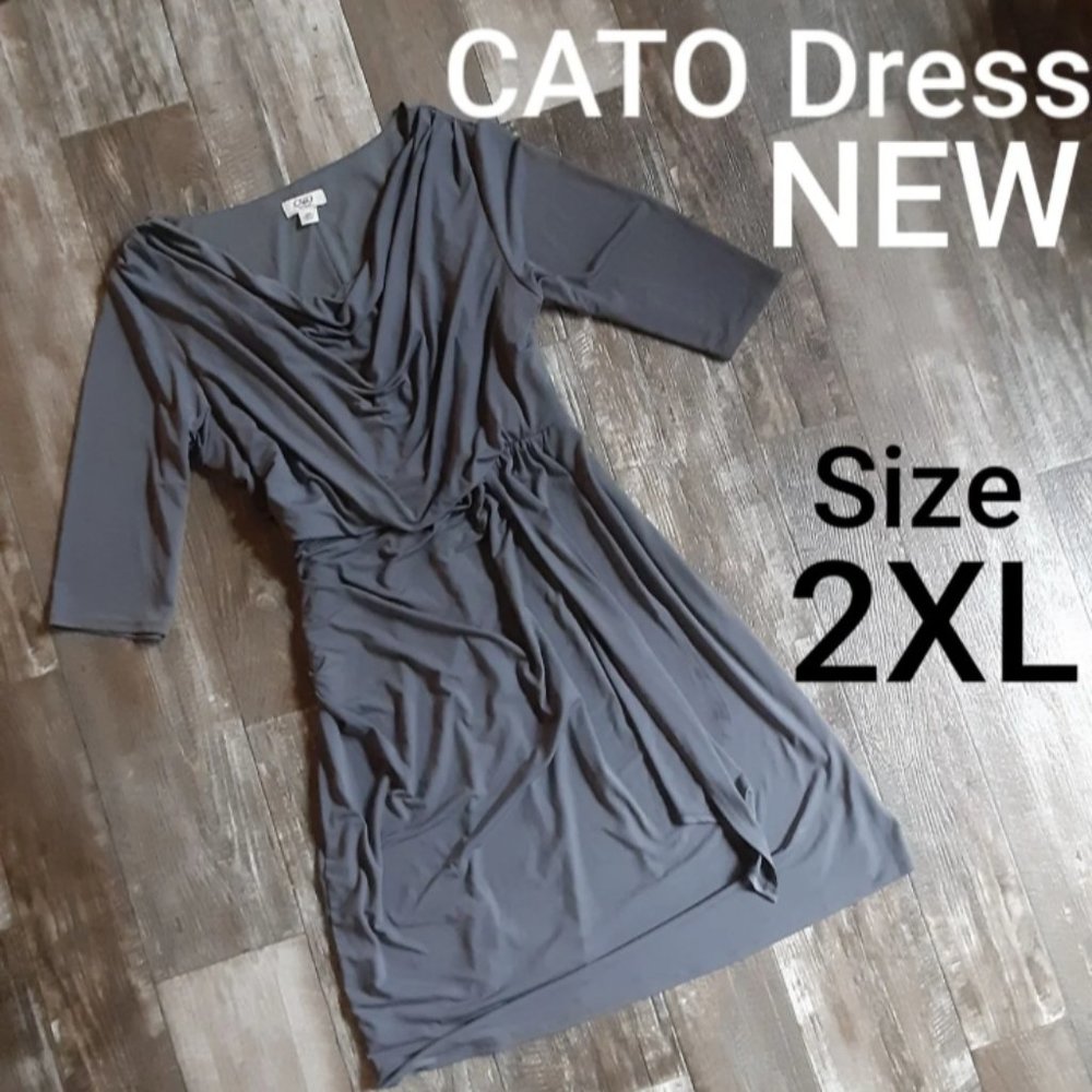 CATO Slouchy Neck Dress Midi Knee-length Size 2XL